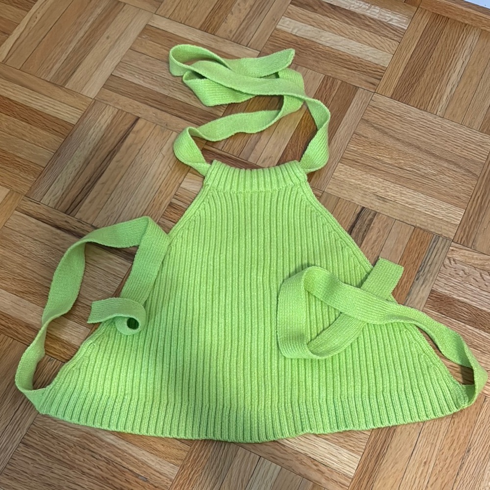 Lime Green Knit Halter Top